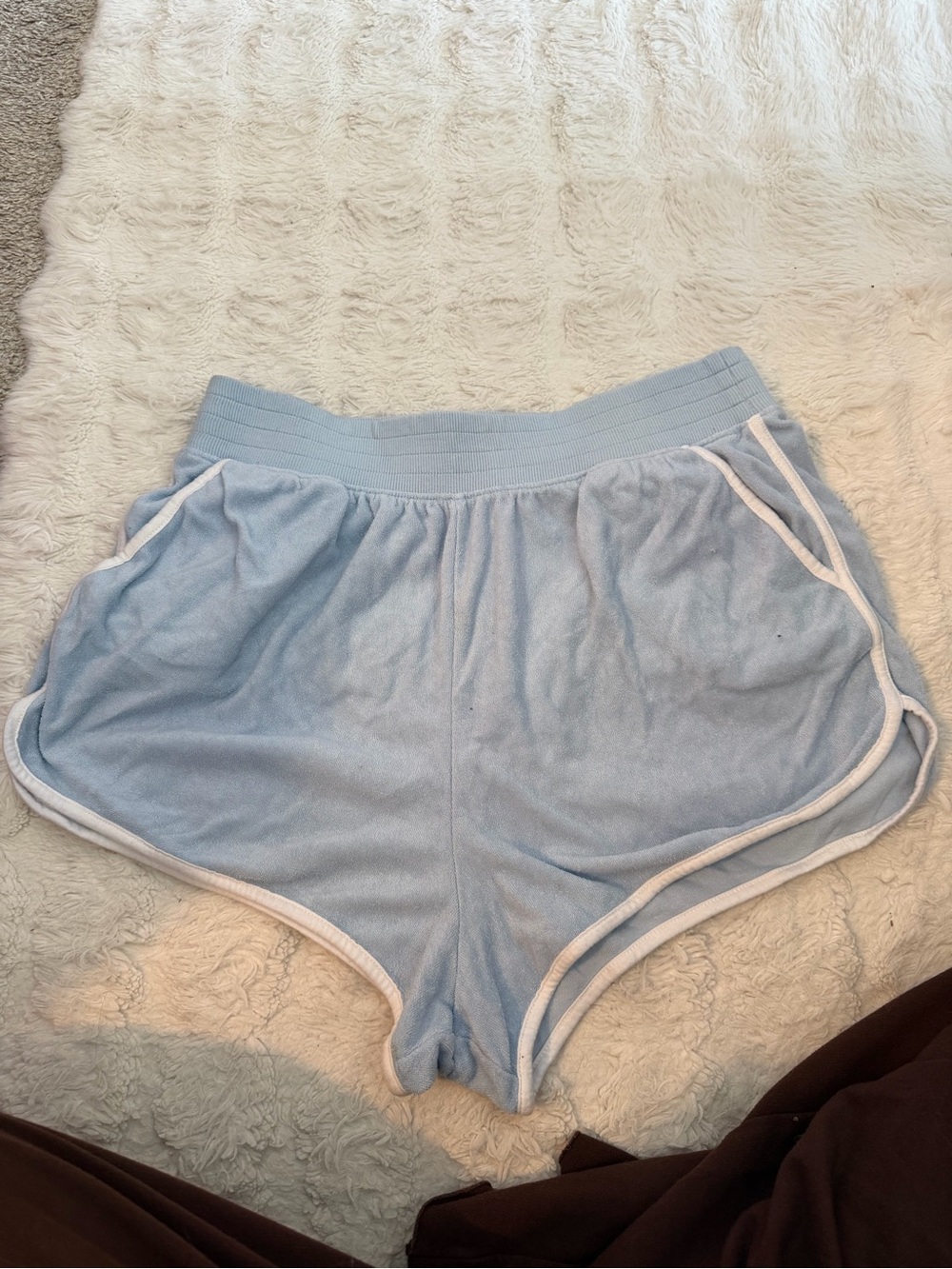 SO Baby Blue Women's Athletic Shorts with White Trim